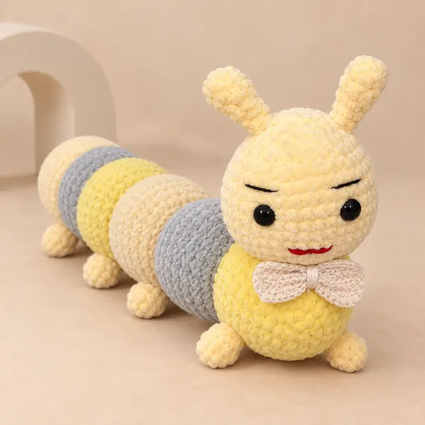Krem Sarı Peluş Tırtıl